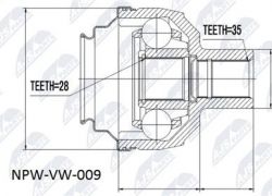 Zásuvný hnací hriadeľ pravý VW, Ford, Seat