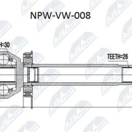 Zásuvný hnací hriadeľ pravý VW T5 2.5TDI 03-