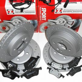 Brzdná sada predná + zadná športové dierované kotúče Zimmermann MINI ONE + COOPER