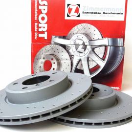 2x športové dierované kotúče ZIMMERMANN predné 345mm AUDI S3 GOLF R PASSAT