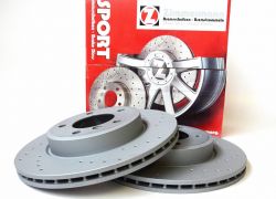 2x športové dierované kotúče ZIMMERMANN predné 345mm AUDI S3 GOLF R PASSAT