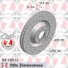 2x brzdové kotúče predné Zimmermann VW PHAETON
