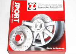 2x brzdové kotúče predné Zimmermann “športové dierované kotúče” BMW 535d E60 E61