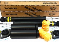 Sada tlmičov, uloženia tlmiča a prachoviek zadná Monroe BMW 318d 320d E46