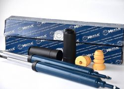 2x tlmiče zadné + sada prachoviek a dorazov Meyle BMW 3er E90 E91