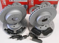 Brzdná sada komplet predná + zadná dierované kotúče MERCEDES CLS 320 CDI