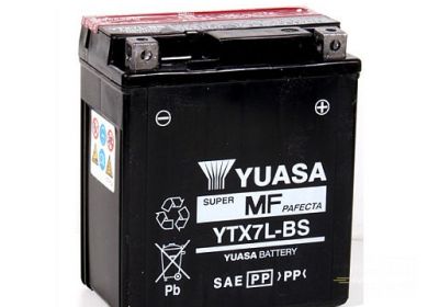Moto batéria YUASA 12V YTX7L-BS 6Ah