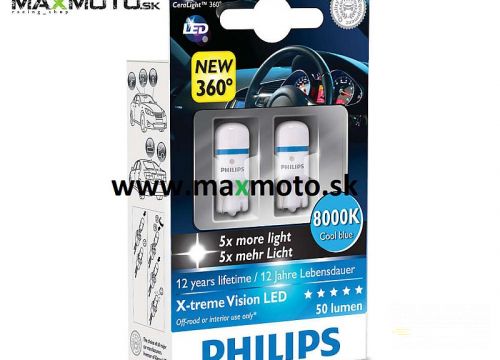 Philips Led žiarovky T10 W5W 12V 8000K, 2ks NEW