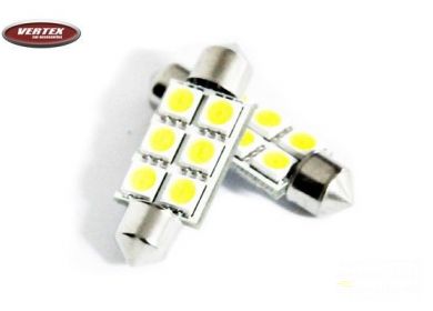 LED autožiarovka CAN-BUS sulfitka biela 6xSMD, 37mm