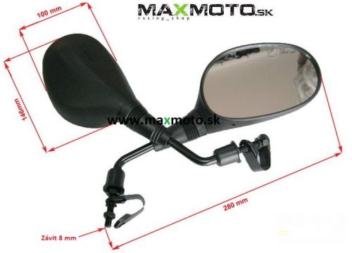 Spätné zrkadlá pre štvorkolky, motorky - sada 8002, 8mm