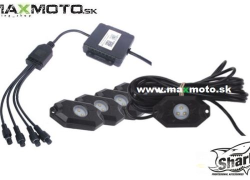 Osvetľovacia sada 9W LED SHARK, viacfarebná, Bluetooth ovládanie, 4ks